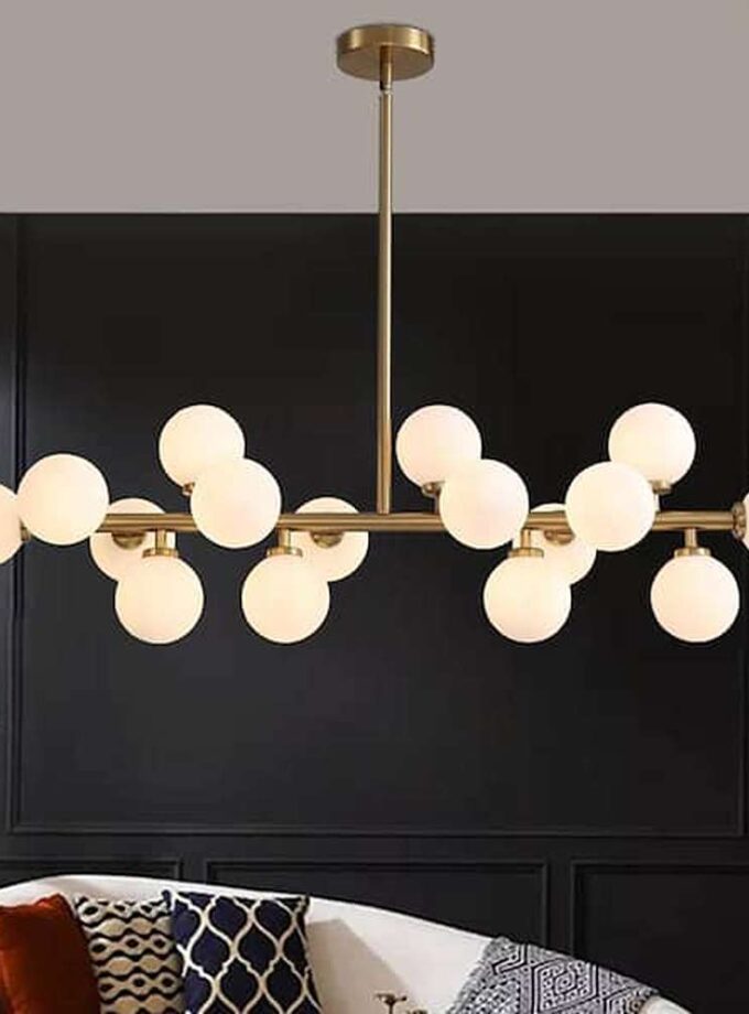 16-Light Brass Globe Sputnik Dining Room Chandelier Mid Century Kitchen Pendant Light